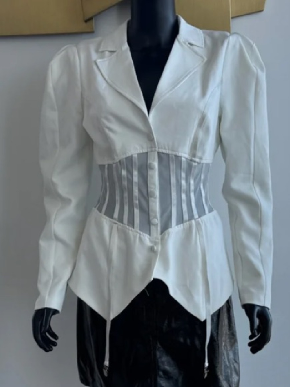 Small White Jacket long sleeves, sheer mid section